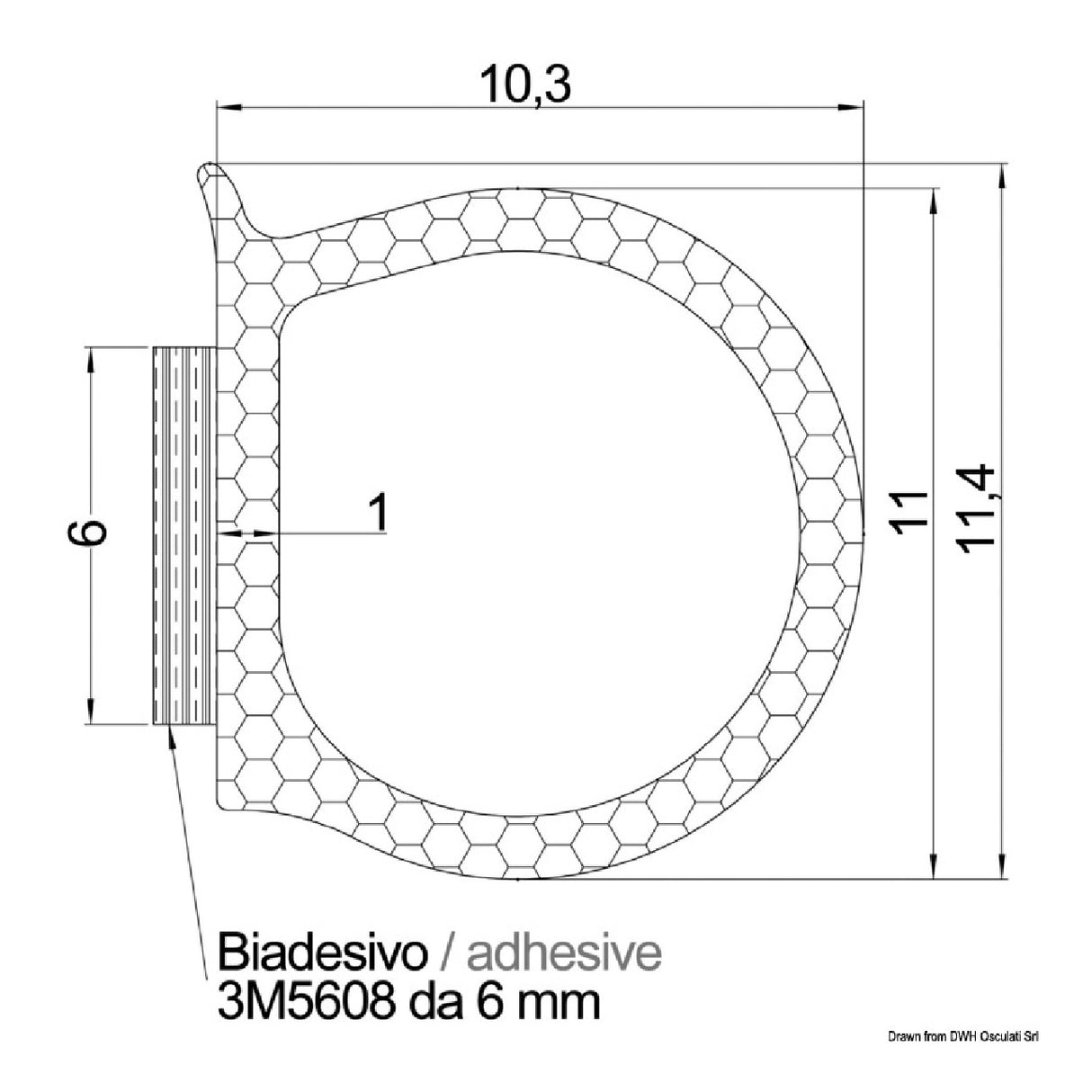 Osculati Perfil autoadhesivo 11,4 x 10,3 mm 44.490.01