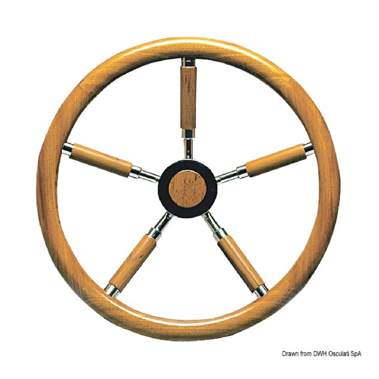 Osculati Timone con cerchio esterno in teak e razze rivestite in teak 45.167.40