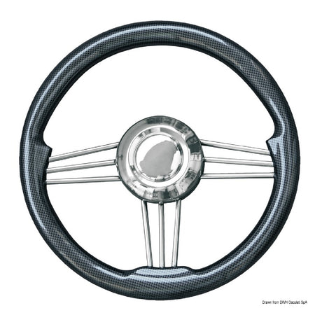 Osculati Lenkrad mit spiegelpolierter Edelstahlstruktur 350 mm 45.152.01