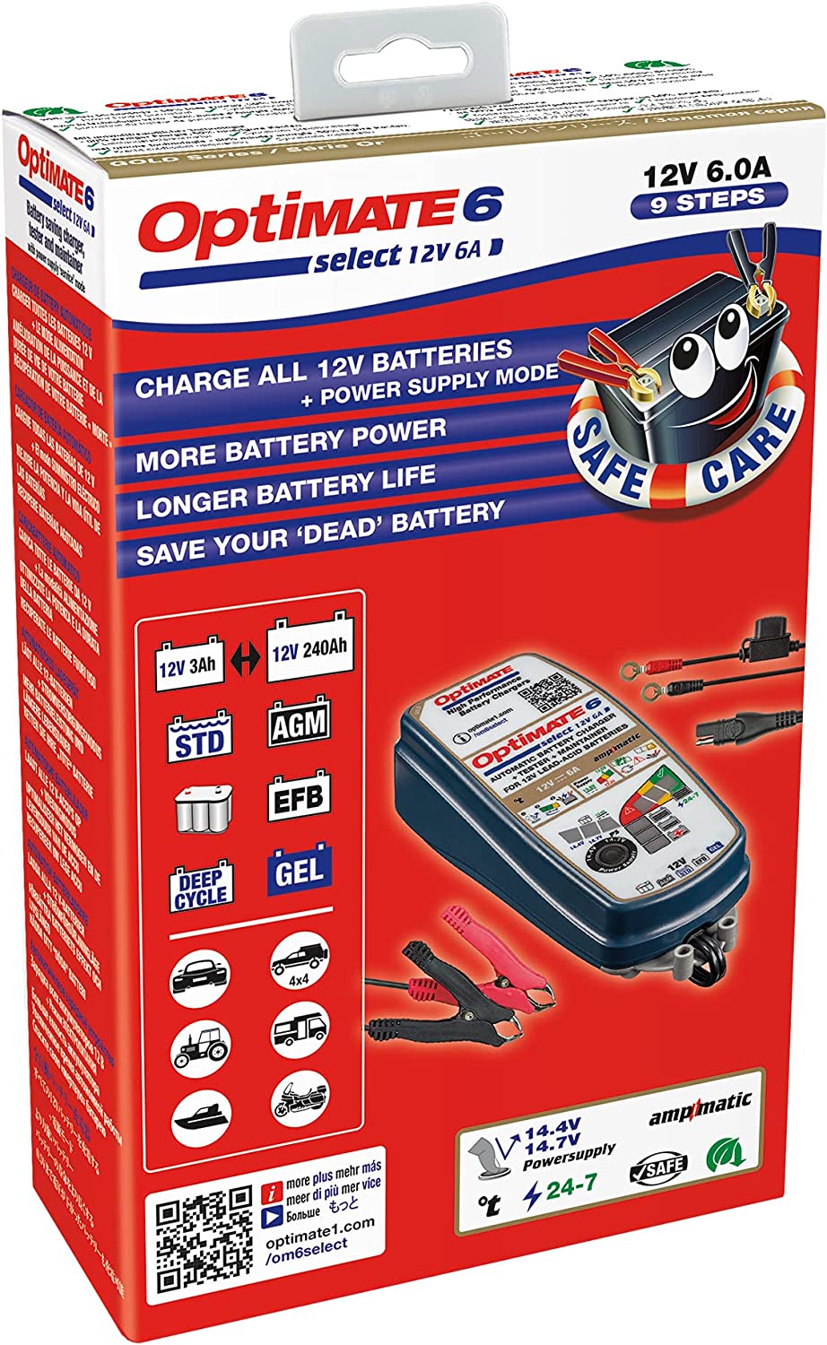 Tecmate Optimate 6 Select Motorcycle and Car Battery Charger