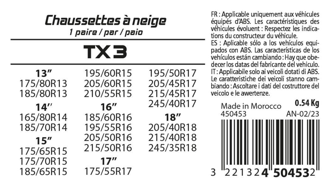 Xlpt Calze da neve in tessuto gruppo TX3