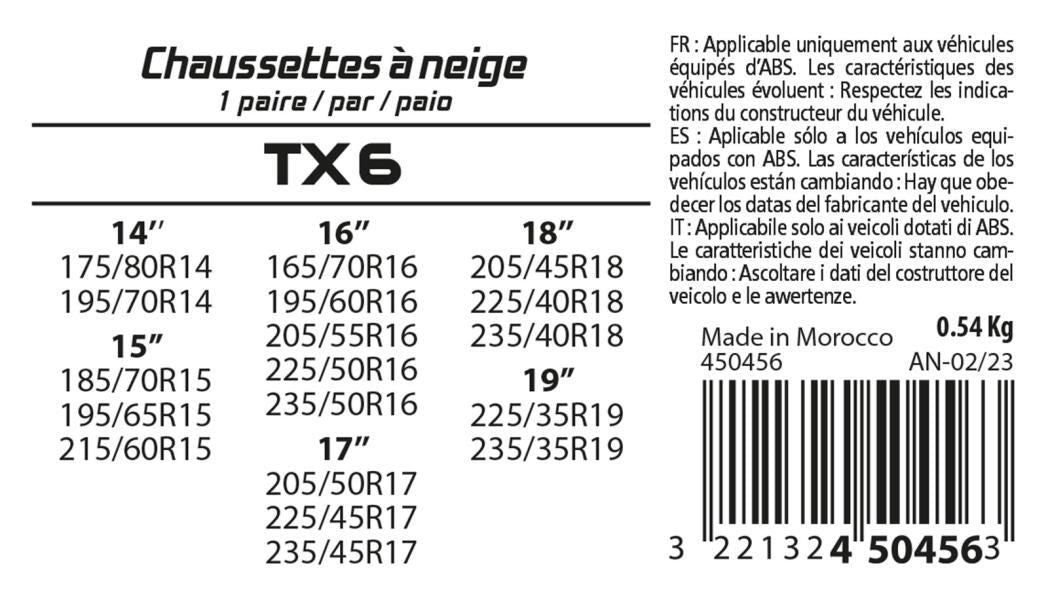 Xlpt Calze da neve in tessuto gruppo TX6