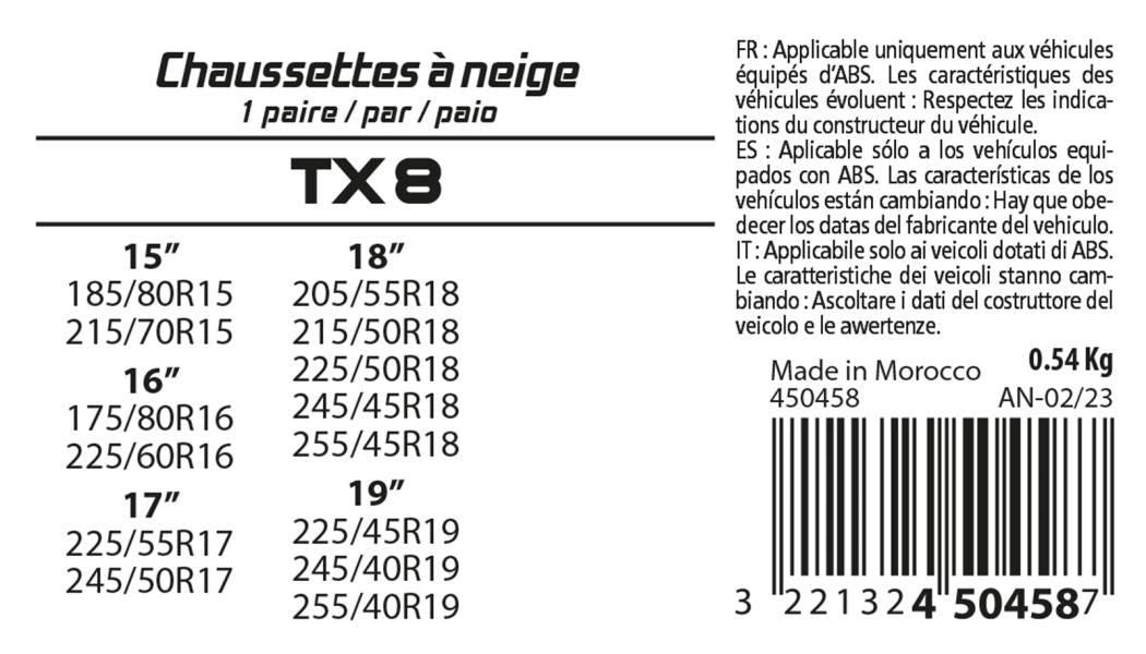 Xlpt Calze da neve in tessuto gruppo TX8