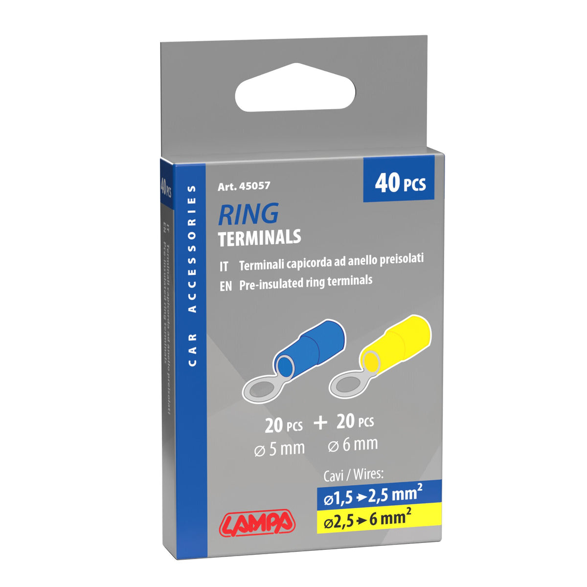 Lampa Kit 40 terminali-capicorda ad anello - Giallo/Blu 45057