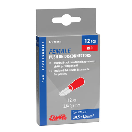 Lampa 12 terminali - capicorda femmina piatti per altoparlanti - Rosso 45065