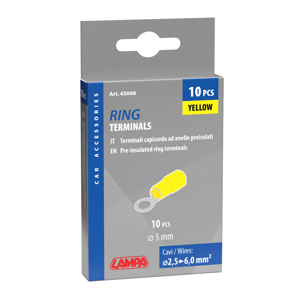 Lampa 10 terminali - capicorda ad anello - Giallo 45068
