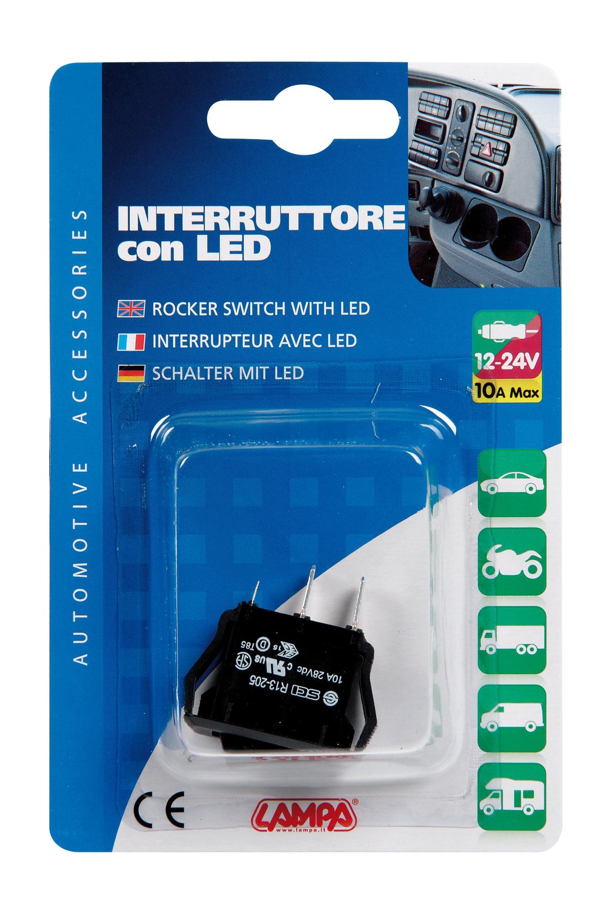 Lampa Micro interruttore con spia a Led - 12/24V - Verde 45542