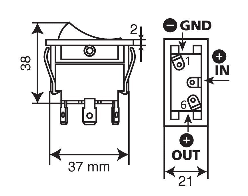 Lampa Interruttore con spia a Led - 12/24V - 20A 45553