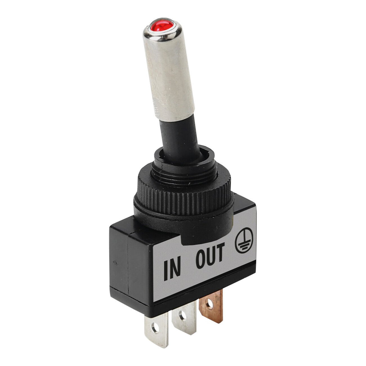 Lampa Interruttore a Leva Racing Alluminio con Spia LED 12/24V 20A Rosso