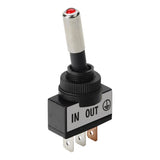 Lampa Interruttore a Leva Racing Alluminio con Spia LED 12/24V 20A Rosso