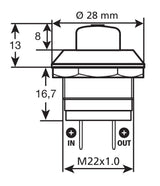 Lampa Interruttore a pulsante - 12/24V - 10A 45555