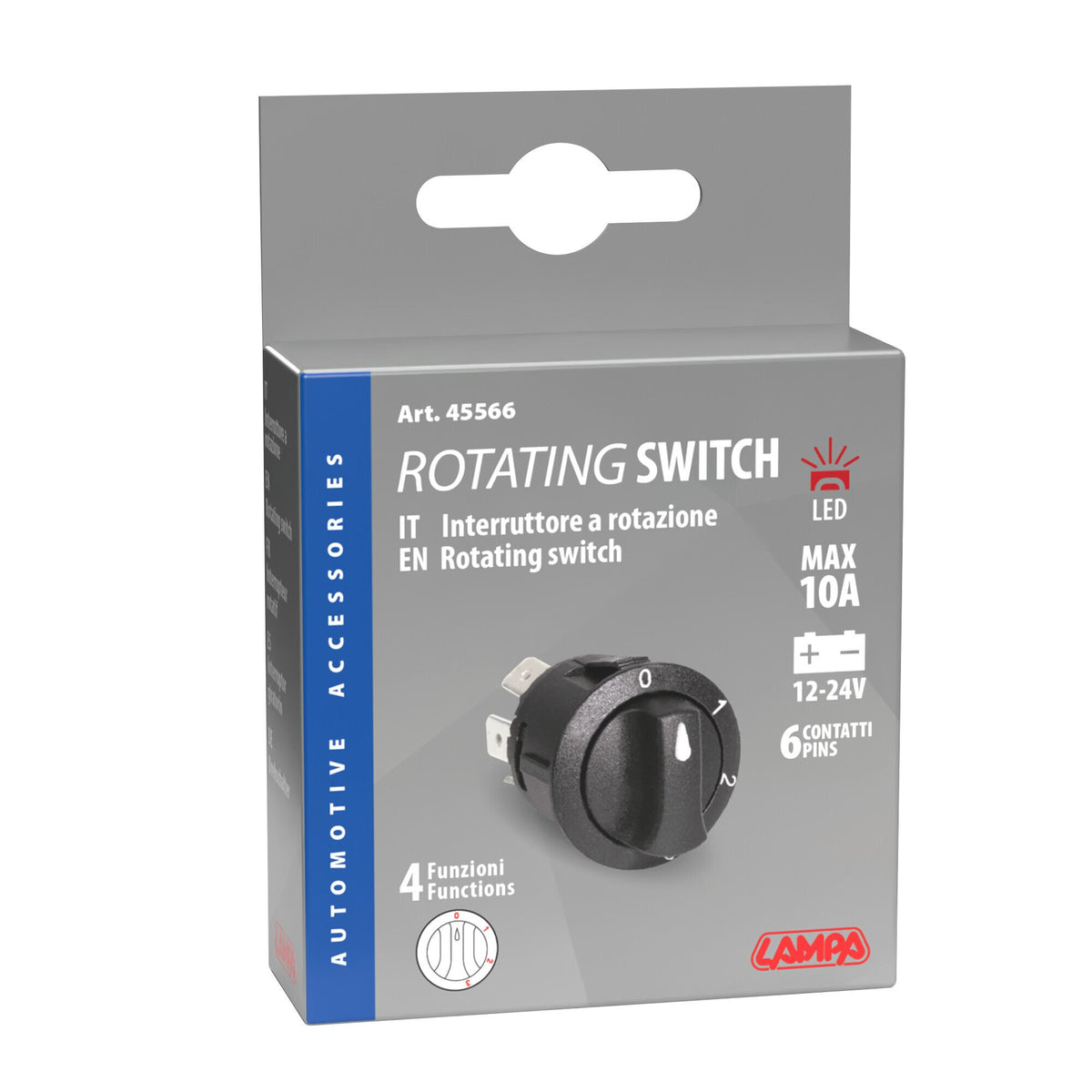 Lampa Interruttore a rotazione - 12/24V - 10A 45566