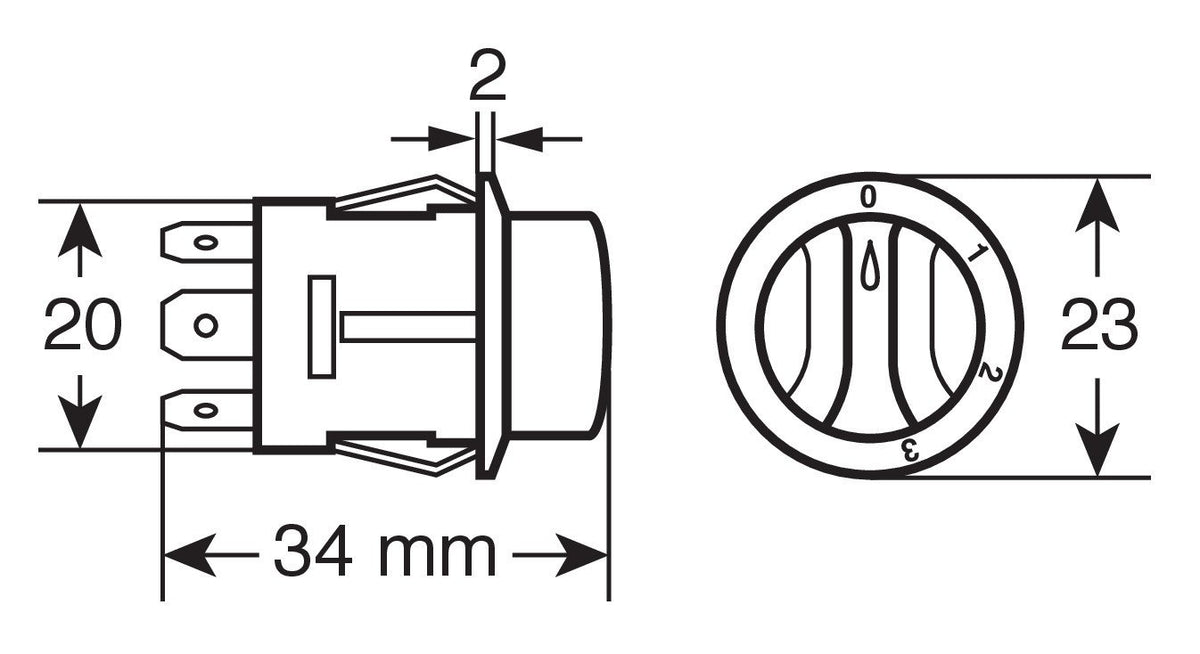 Lampa Interruttore a rotazione - 12/24V - 10A 45566