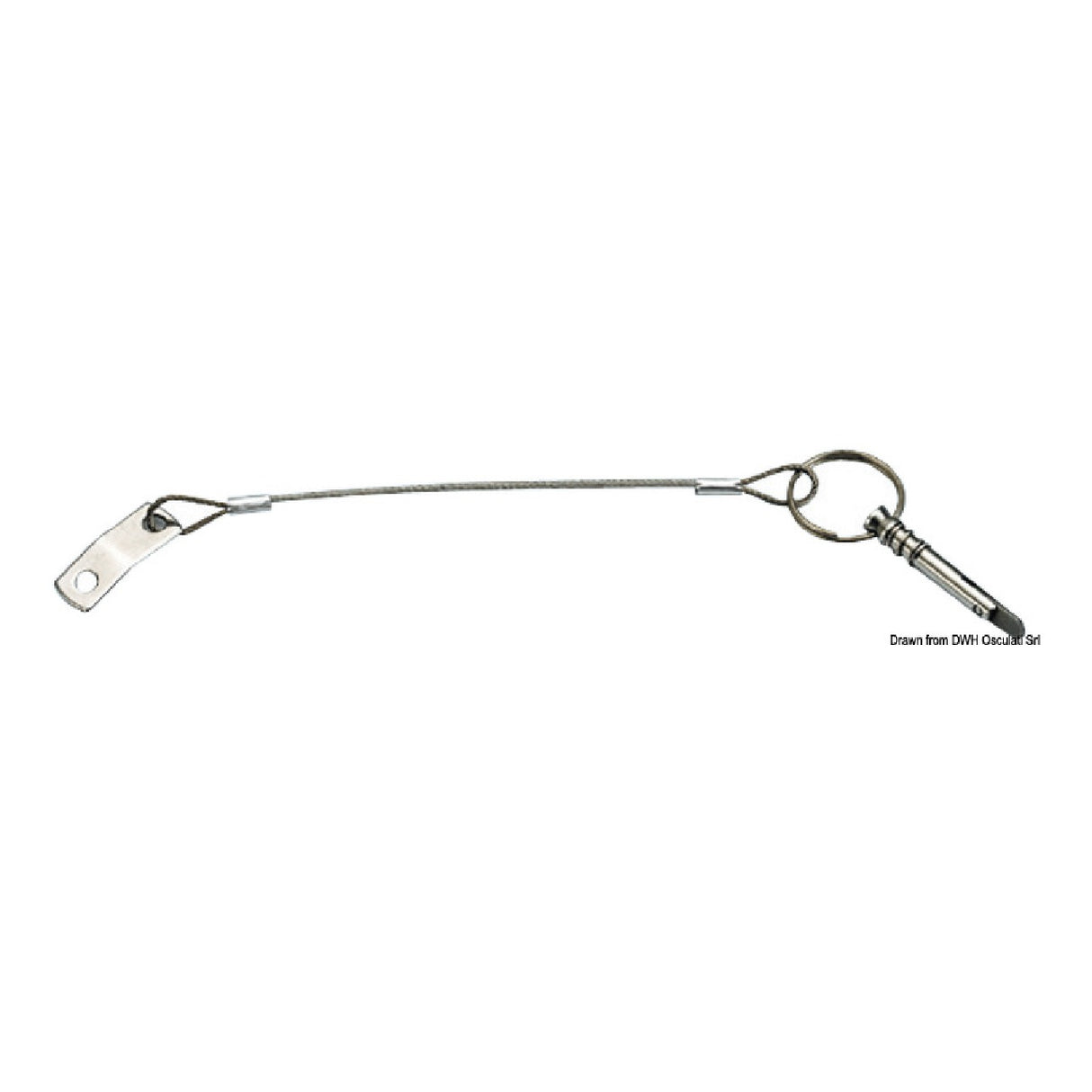 Placa de acero inoxidable Osculati + cable de acero inoxidable diámetro 1,6 mm + tapón de acero inoxidable 46.116.29