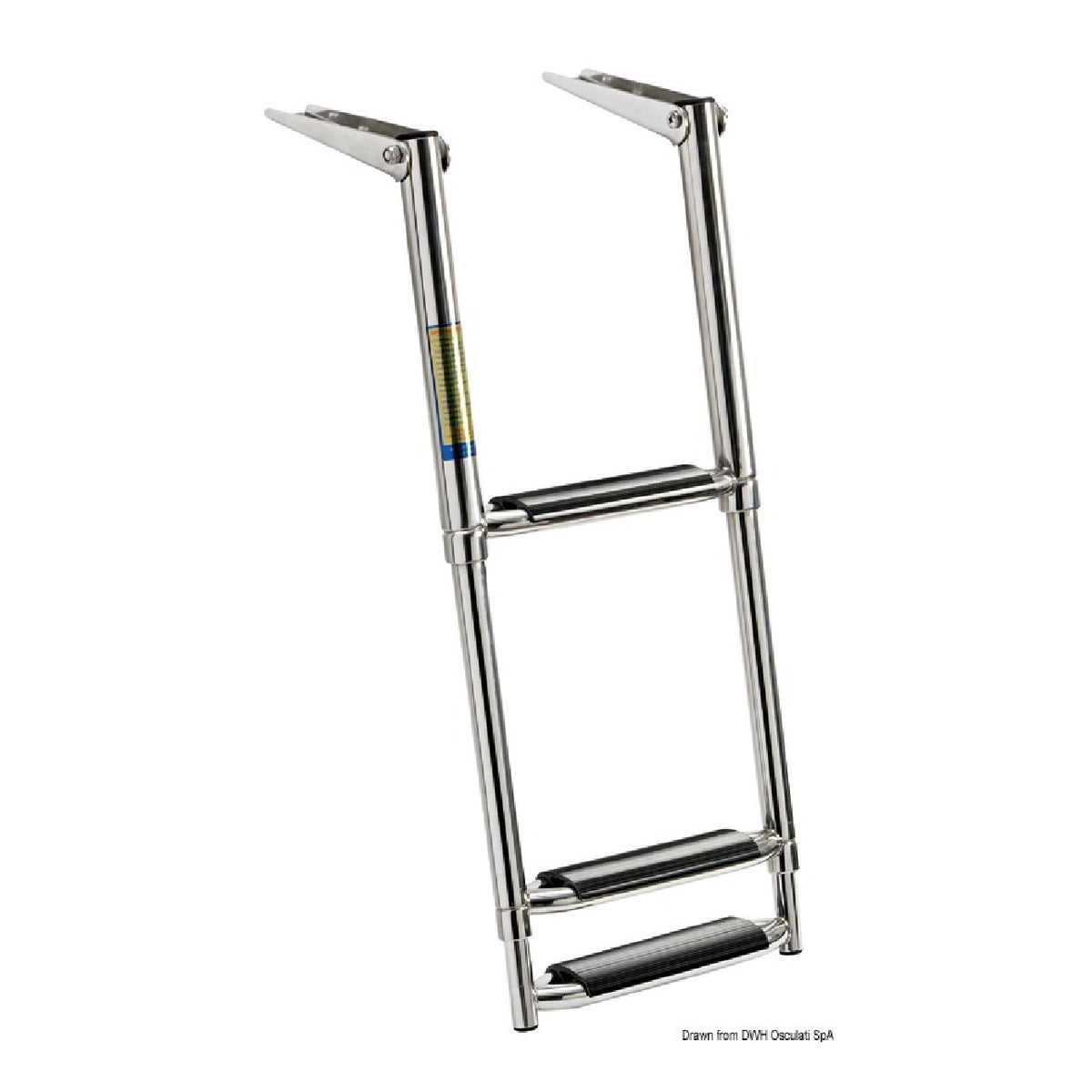 Escalera telescópica Osculati para plataforma de baño con peldaños anchos 49.541.63