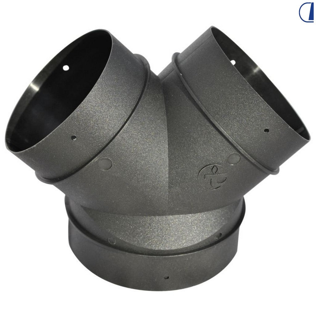 Raccordo a Y per tubi riscaldamento Ø 80 mm – 2 uscite Ø 65/72 mm, nero