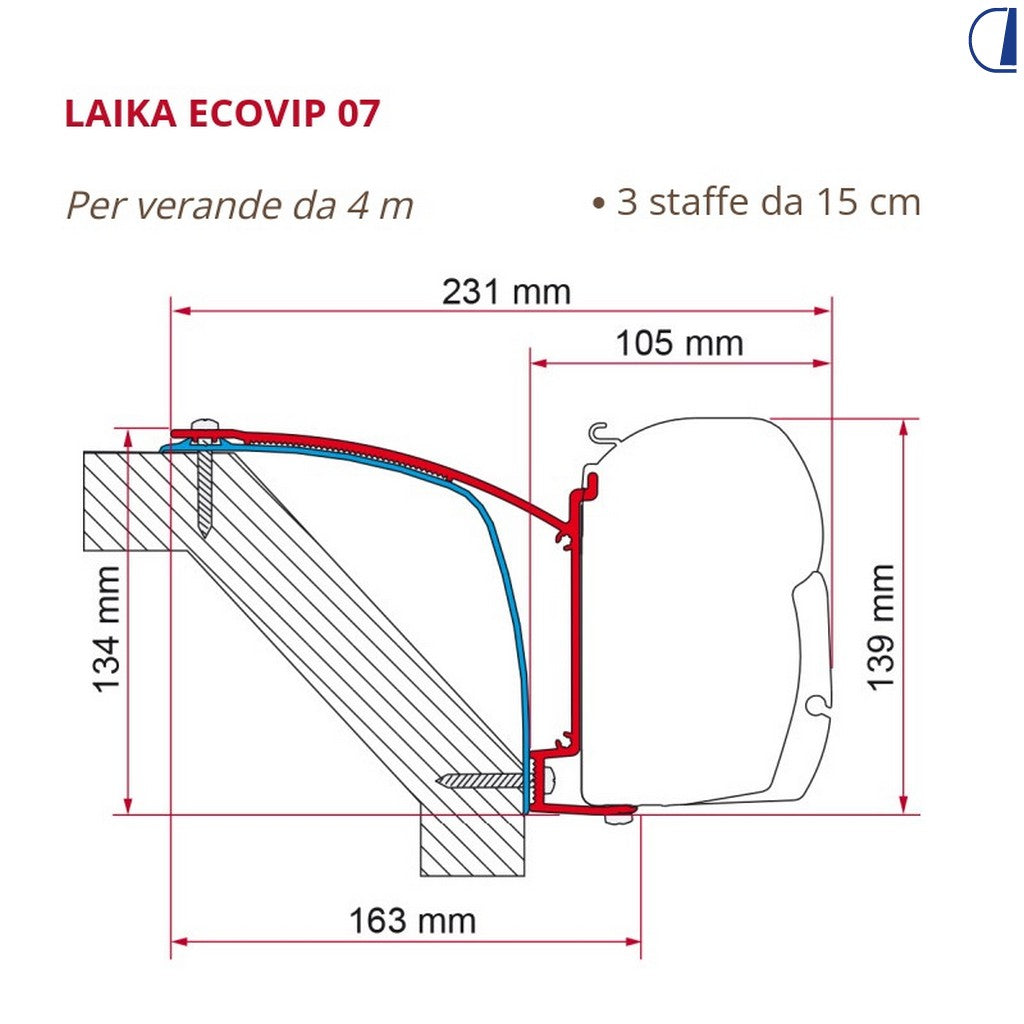 Fiamma Kit adattatore Laika Ecovip 07 per veranda F45
