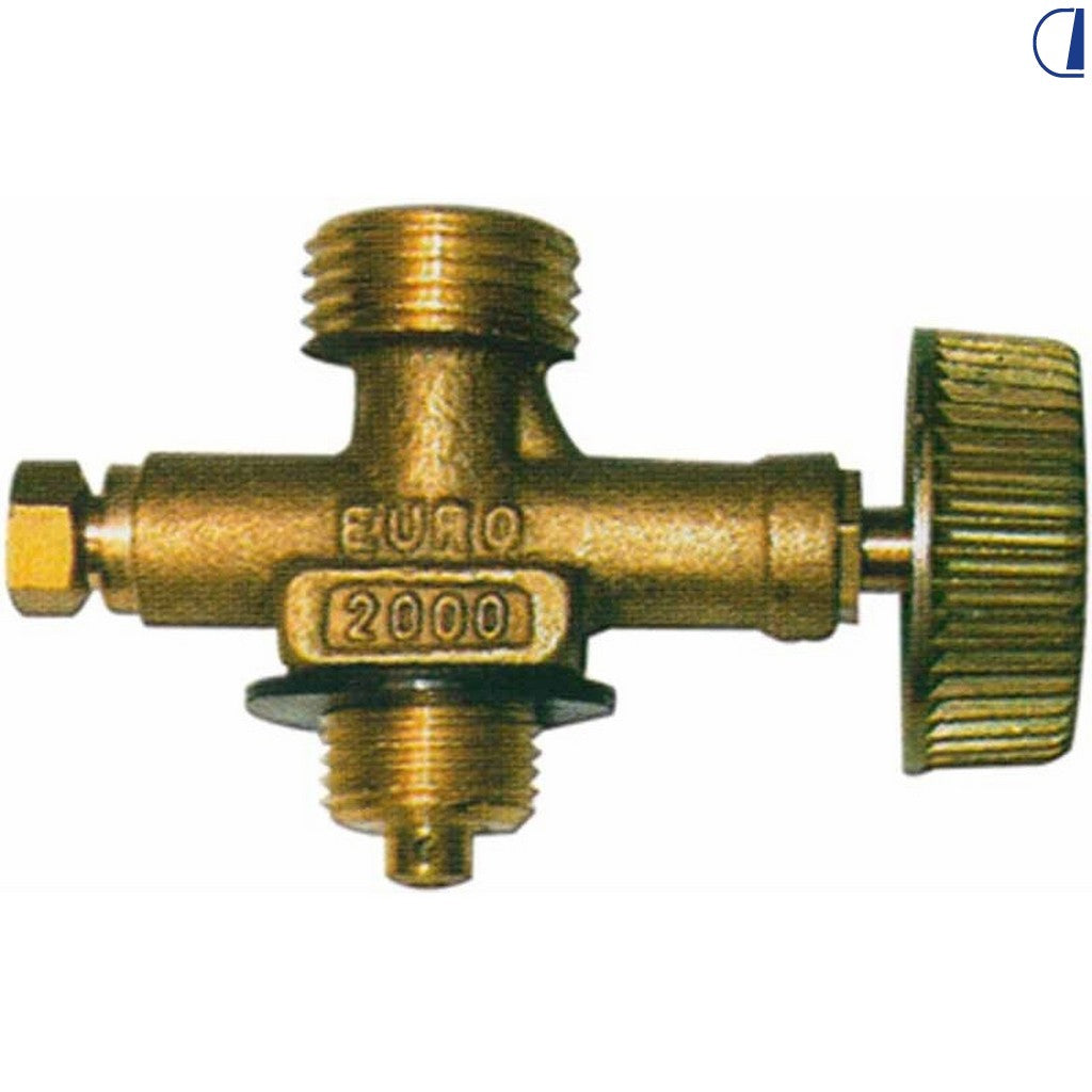 GOK Rubinetto GPL per bombole Campingaz ottone ingresso M16x1,5 uscita W20