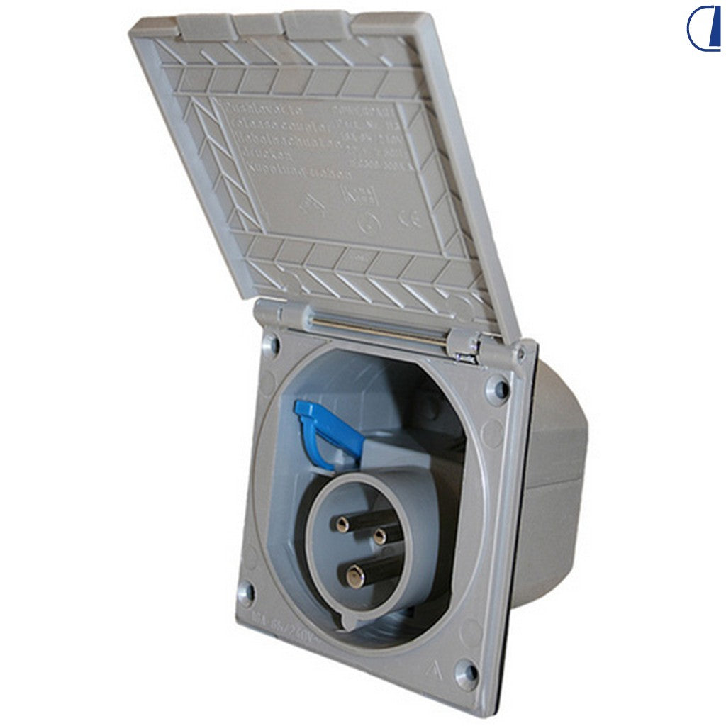 Di-Tec Scatola di ingresso CEE Standard Line 230V grigio argento per camper