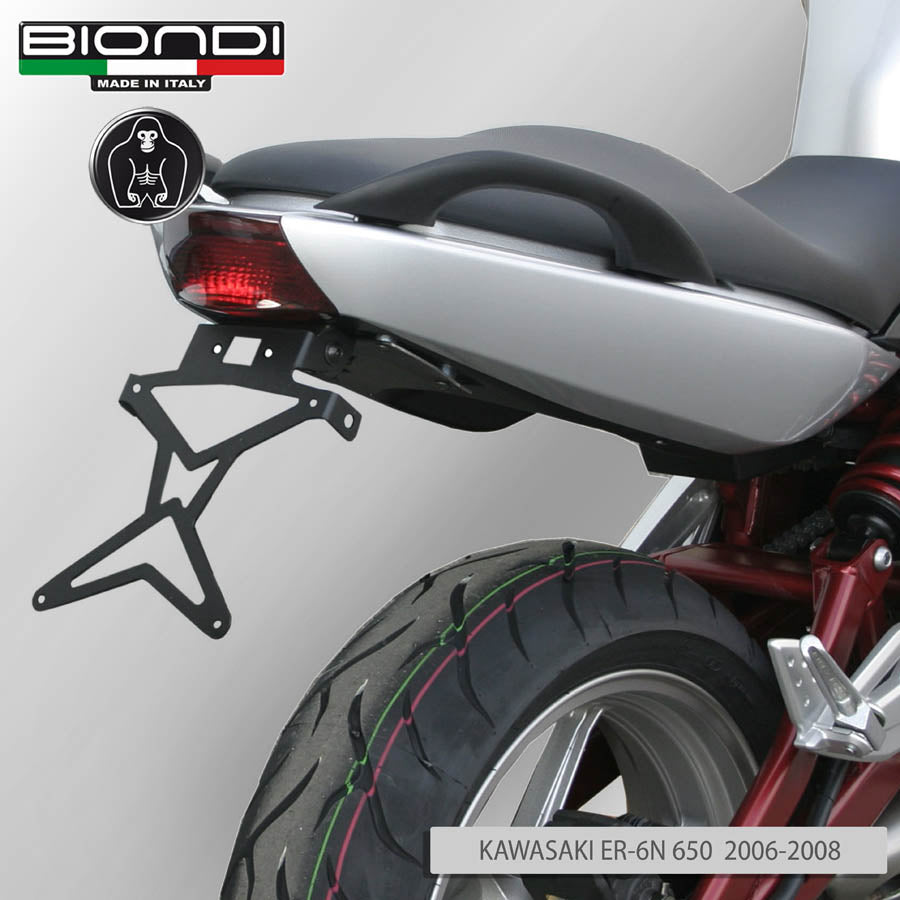 Biondi Portatarga Moto Acciaio Nero Regolabile Kawasaki ER-6n 650 2006-2008