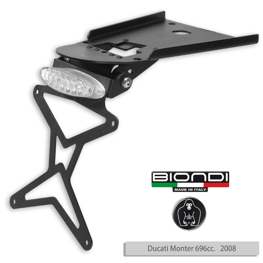 Biondi Portatarga Moto Regolabile Acciaio Nero Ducati Monster 696 - Kit Completo