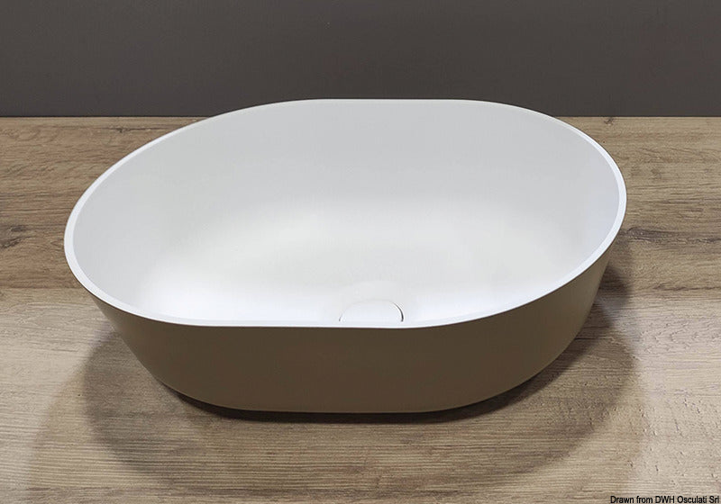 Lavabo barco semiovalado Osculati en Ocritech blanco/beige 350x260 50.184.03