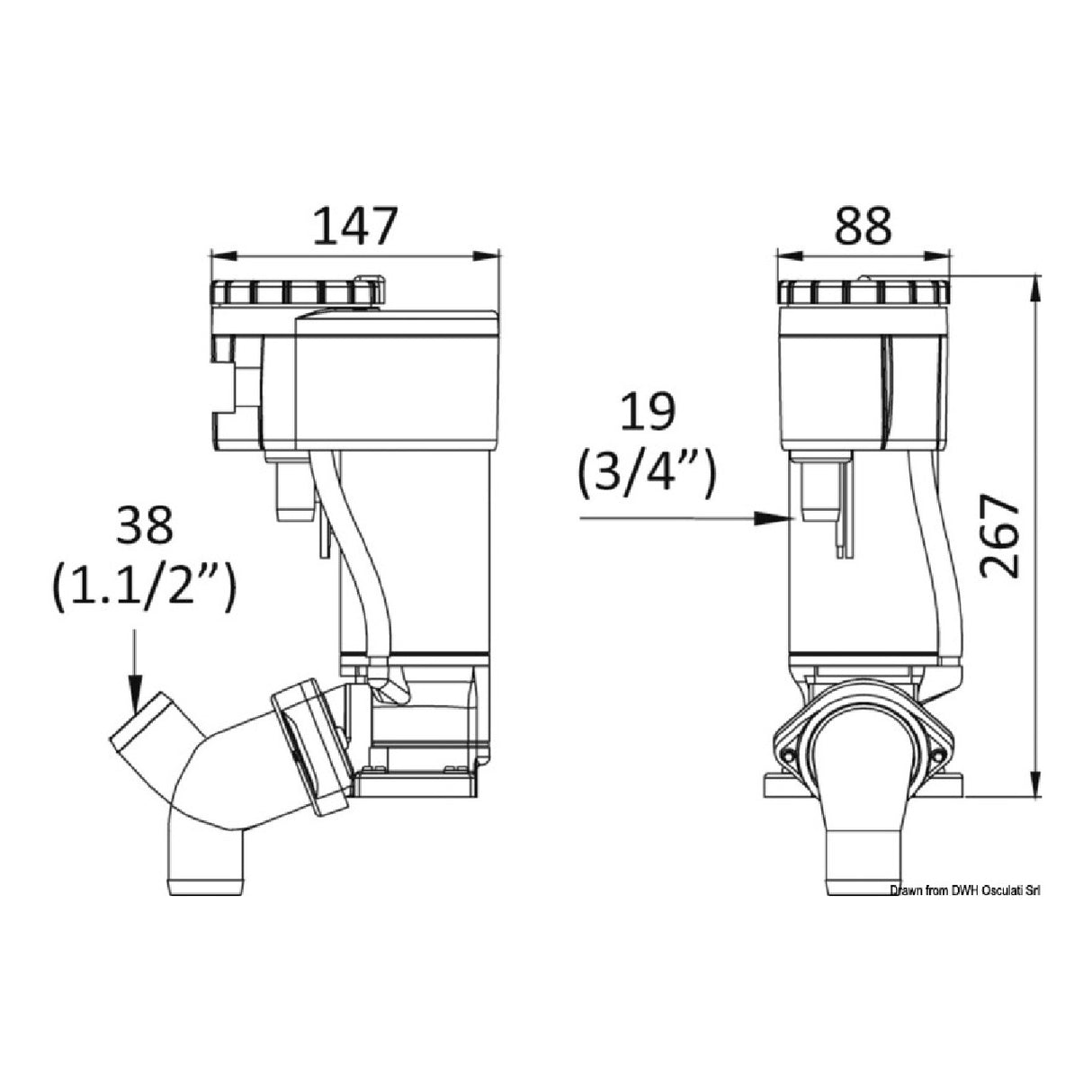 Kit eléctrico Osculati para inodoros manuales 50.205.32