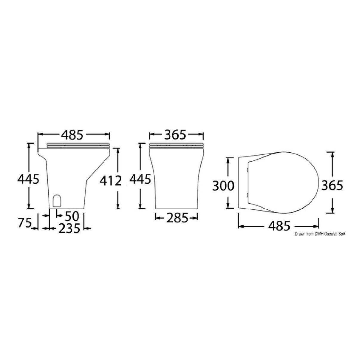 WC Elettrico Marino Tecma Compass High 12/24V - Vaso Alto Entry Level
