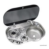 Osculati Piano cottura in acciaio inox DOMETIC con coperchio in vetro temperato fum 50.803.40