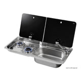 Placa de cocina con fregadero y tapa de cristal templado ahumado