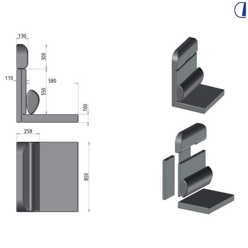 Kit cuscineria SmartSeat CTA per dinette con tappezzeria nero/melange