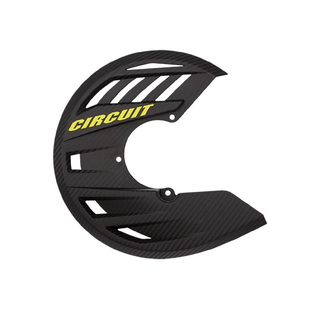 Circuit Vorderradbremsscheibenabdeckung Motocross Carbon-Optik Gelbe Beschriftung
