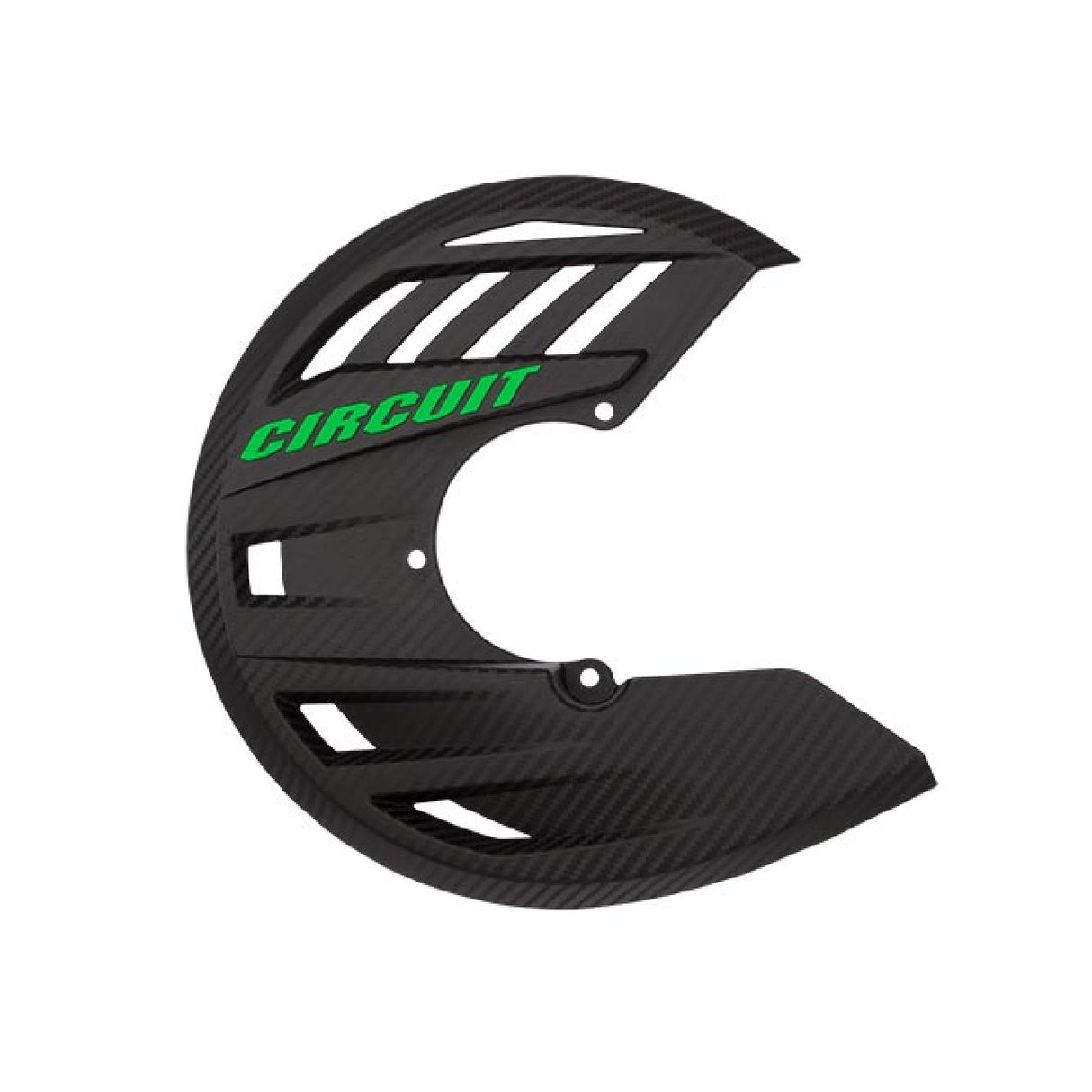 Circuit Vorderradbremsscheibenabdeckung Motocross Carbon-Optik Grüne Beschriftung CD007-2D7