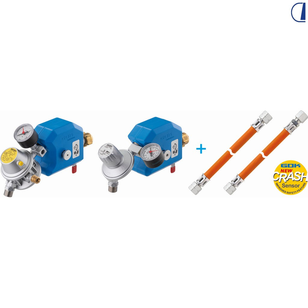 GOK Regolatore di sicurezza Caramatic Safedrive Plus 30 mbar doppia bombola