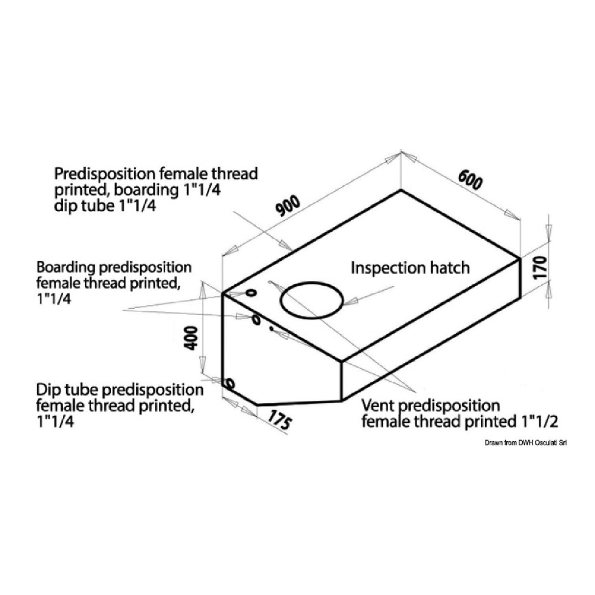 Osculati Serbatoio rigido per acqua potabile di grande capacita 52.173.01