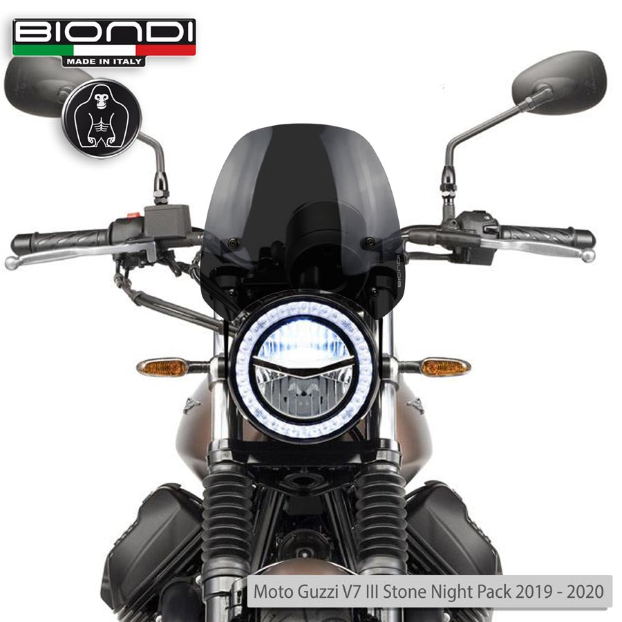 Biondi Cupolino Sport Fumè Scuro con Kit Montaggio - Benelli, Moto Guzzi V7, Triumph Bonneville, Yamaha XSR