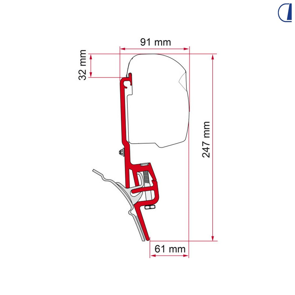 Fiamma Kit di montaggio V710 per tendalino F43 Van su Ford Custom ≥ 2023