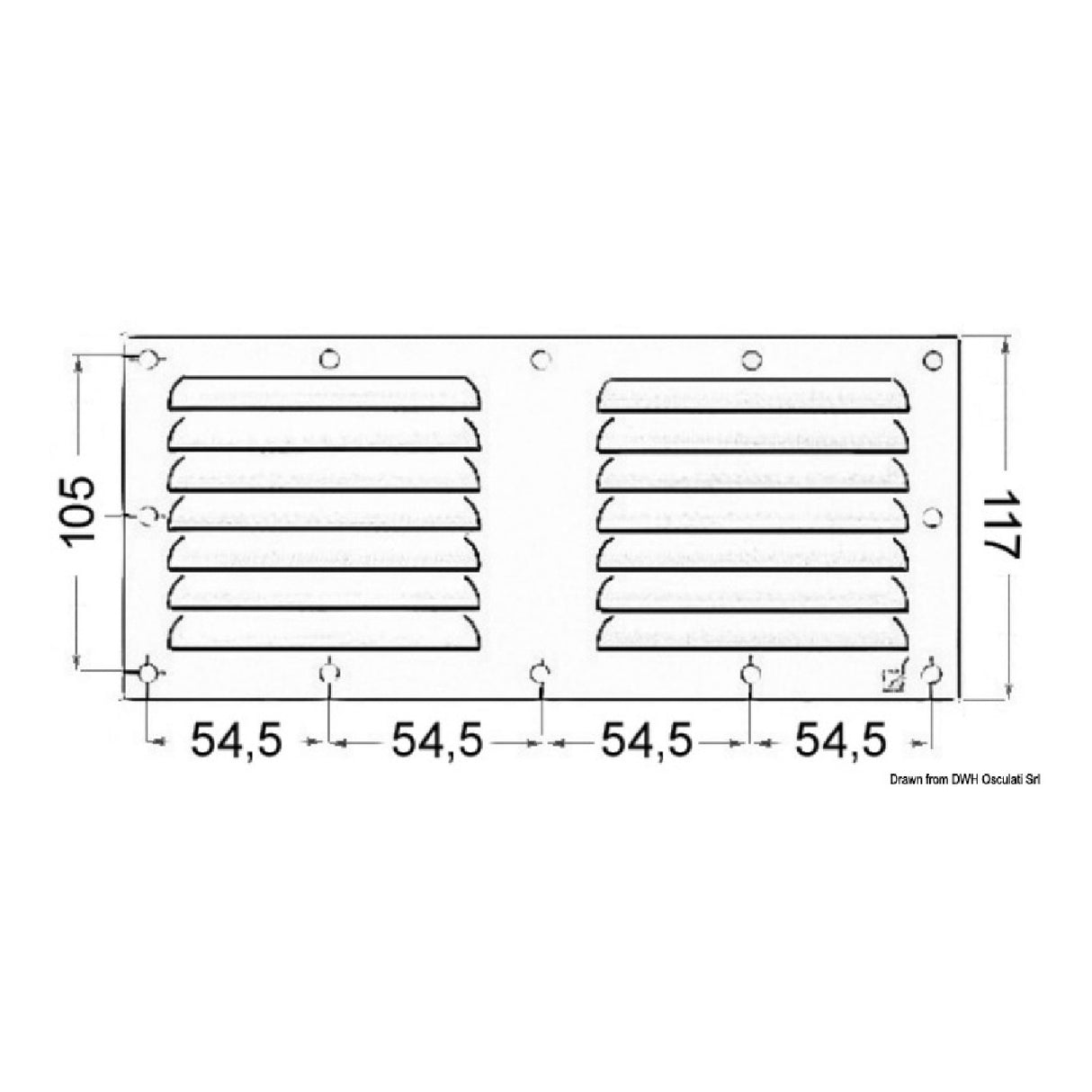 Osculati Rechteckiges Lüftungsgitter mit Moskitonetz 53.021.07