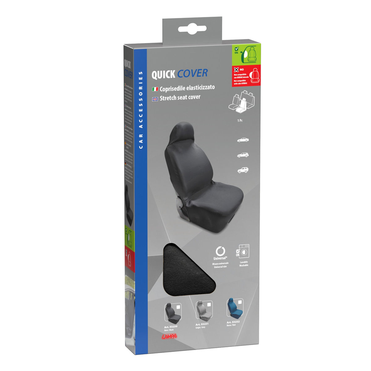 Lampa Quick Cover Coprisedile Anteriore Elasticizzato - Nero