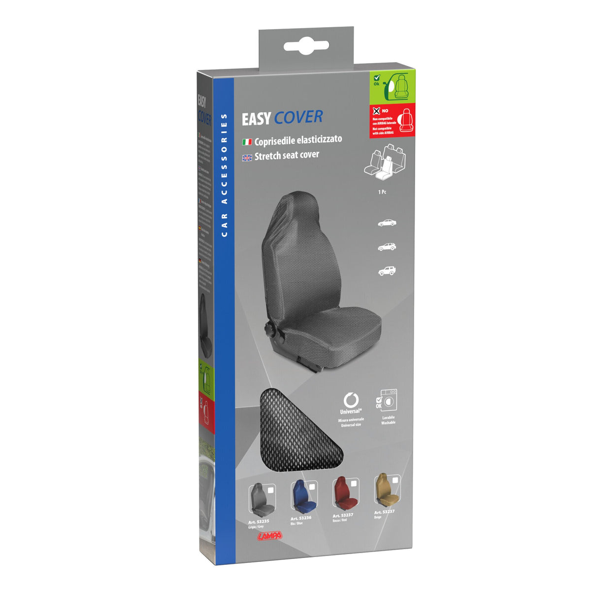 Lampa Easy Cover Coprisedile Anteriore Elasticizzato - Grigio