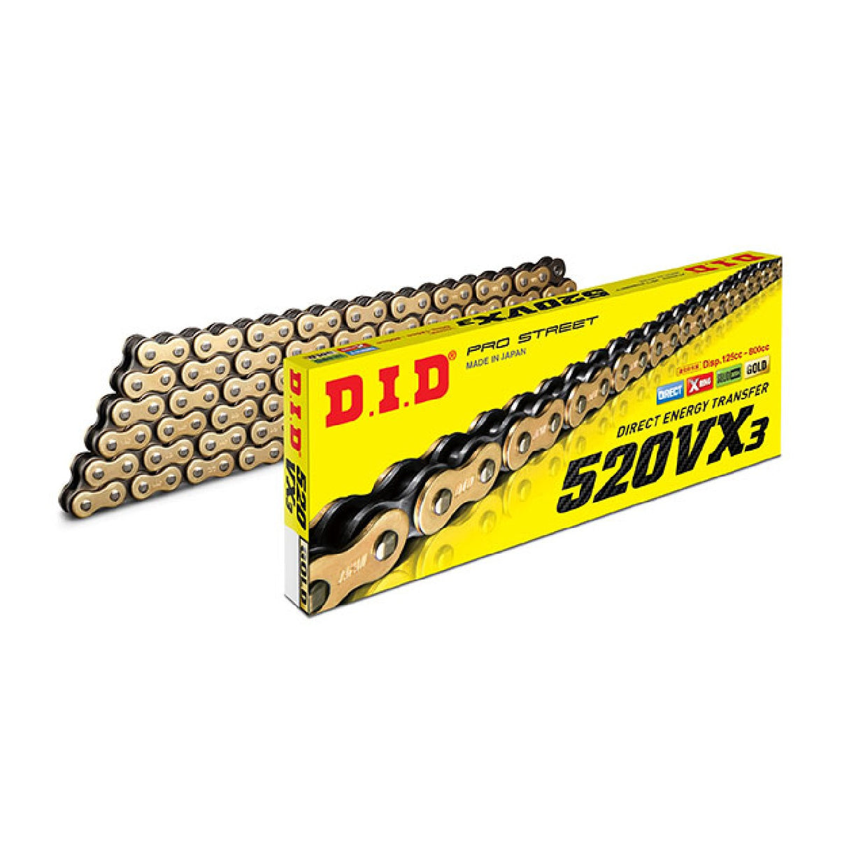 DID Catena di trasmissione 520VX3 Gold & Black 106 maglie giunto a rivetto ZJ