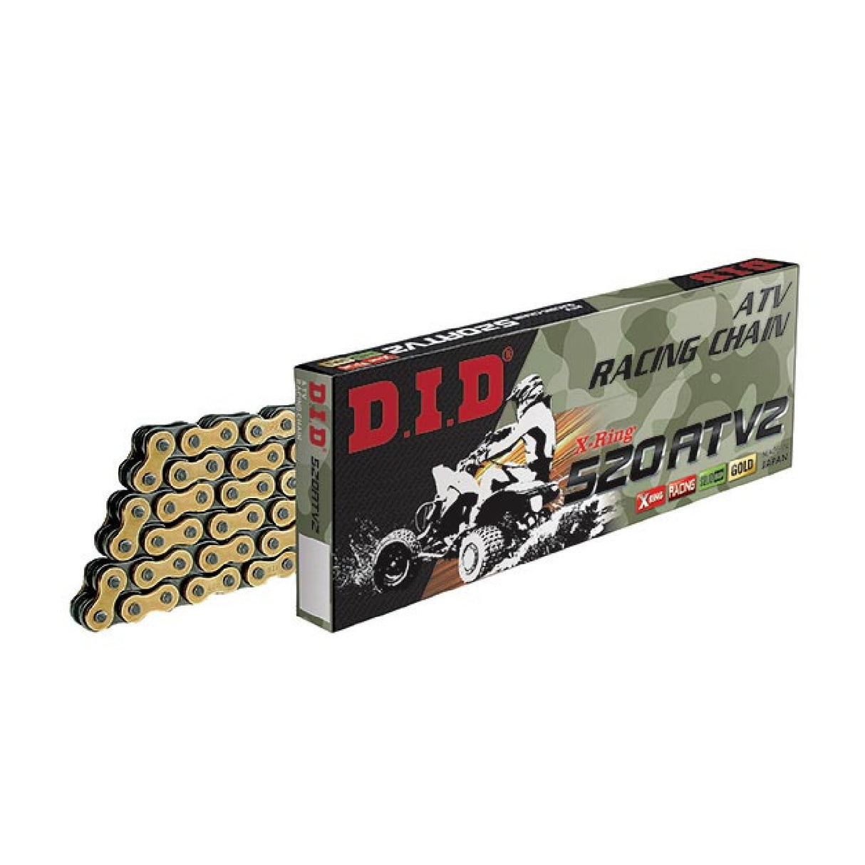 DID 520ATV2 Gold &amp; Schwarz 96-gliedrige Antriebskette mit FJ-Clipgelenk