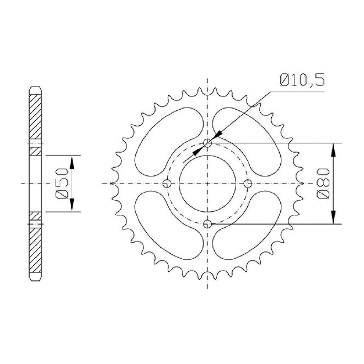 Corona in acciaio 32 denti passo 520 E-TON EXL Yukon ST 4T 150 CC