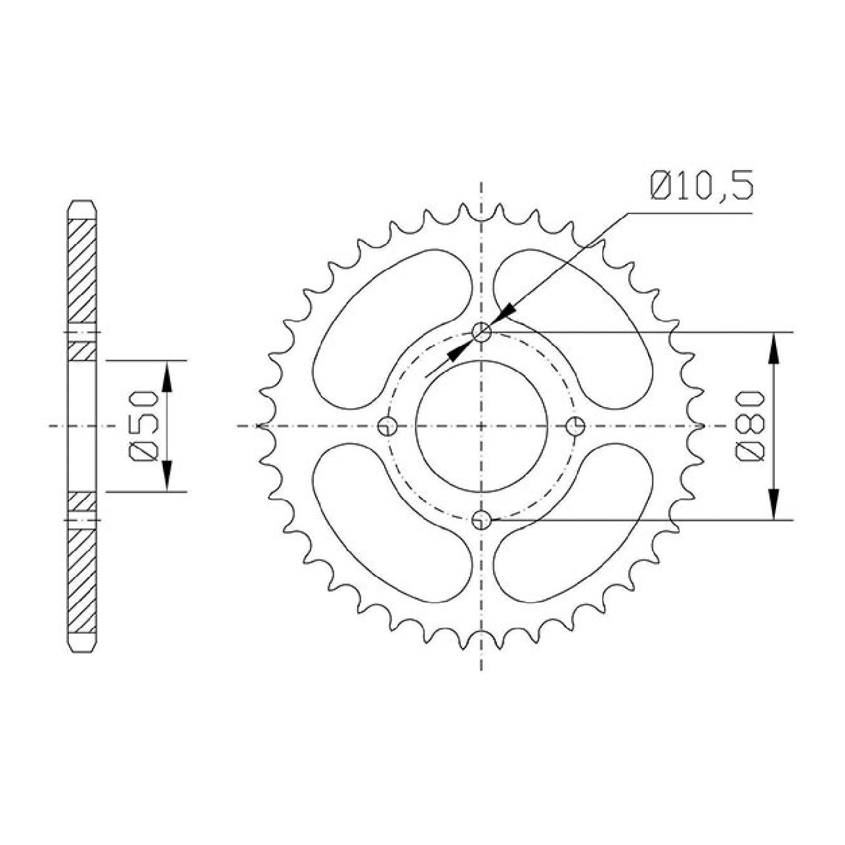 Plato de acero paso 34 dientes 520 E-TON CXL Yukon II 4T 150 CC 02/10