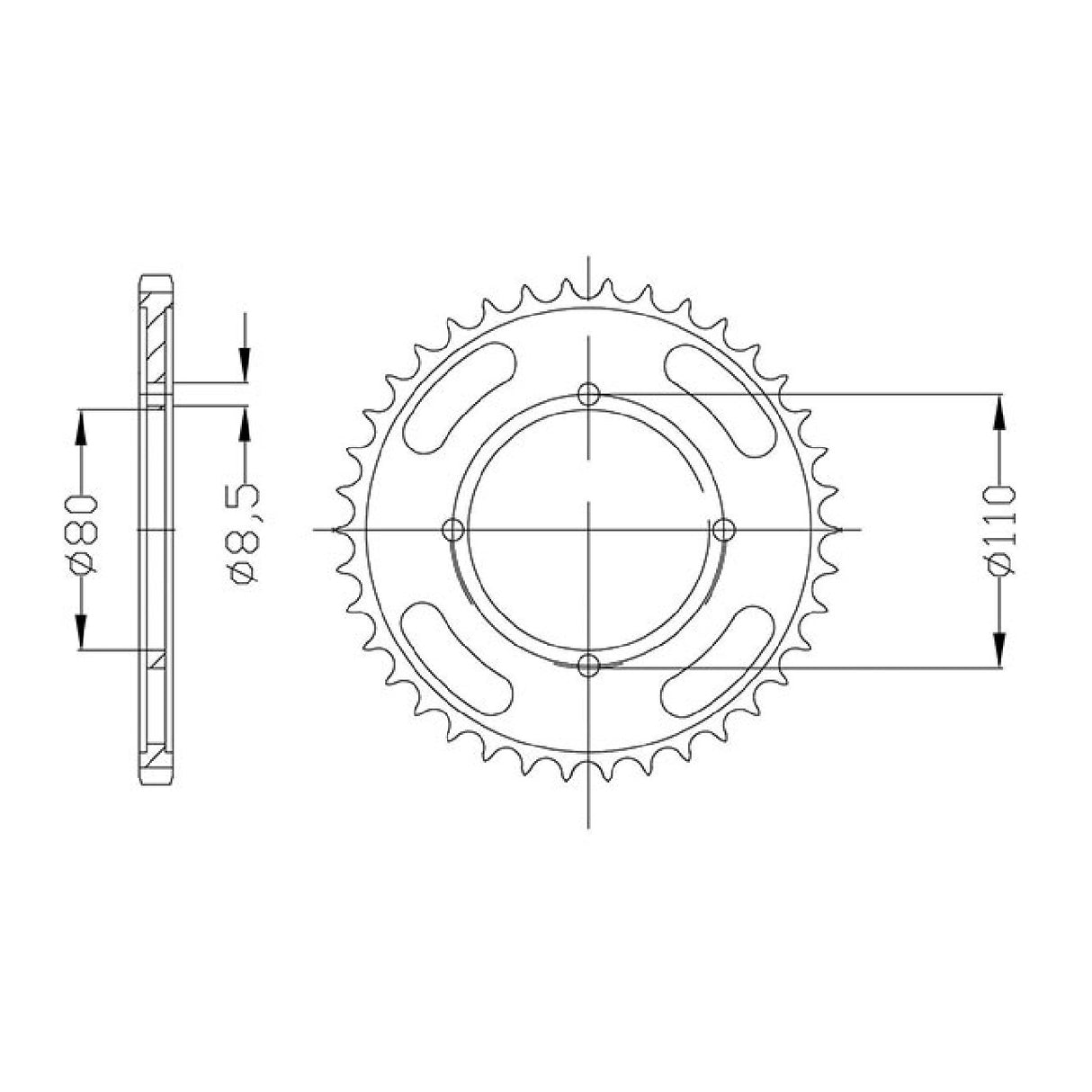 Corona in acciaio 42 denti passo 428 HONDA CBF (JC40) 125 CC 09/14