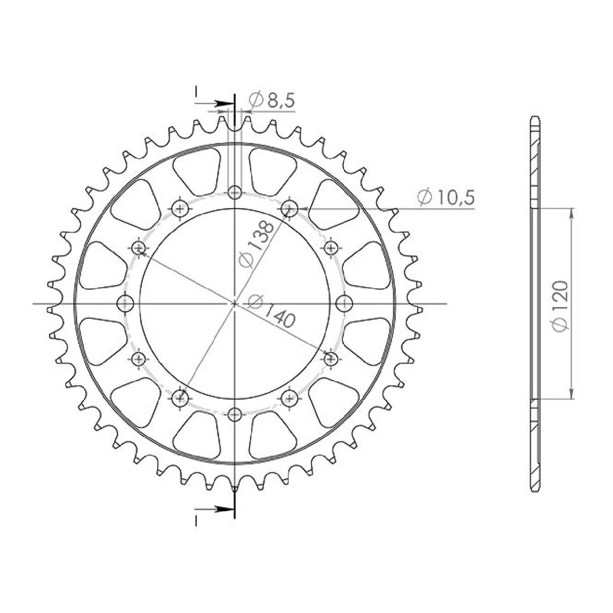 Corona in acciaio 38 denti passo 520 HONDA CBR R (MC41B) 250 CC 11/14