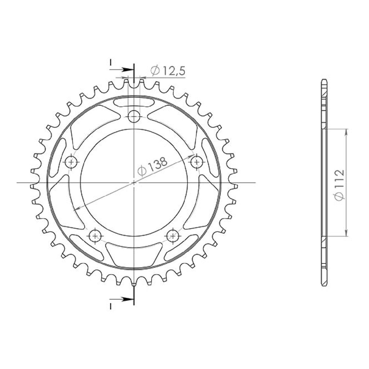 Corona in acciaio 41 denti passo 520 HONDA CB F (PC45A) 500 CC 13/16