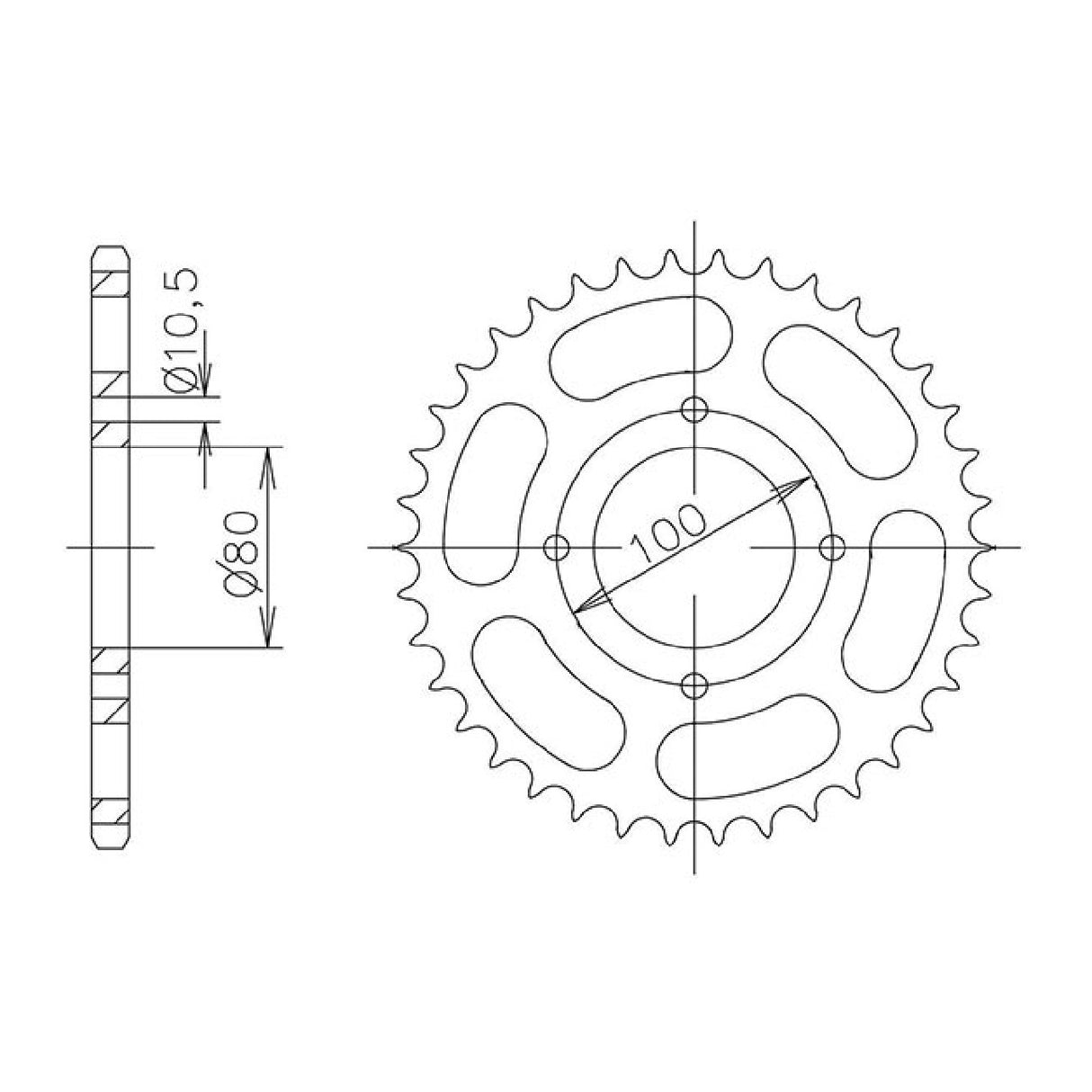 Corona in acciaio 45 denti passo 428 SUZUKI GZ Marauder 125 CC 98/11