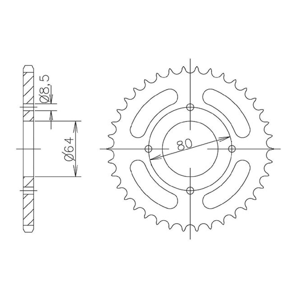 Corona in acciaio 45 denti passo 428 540001745