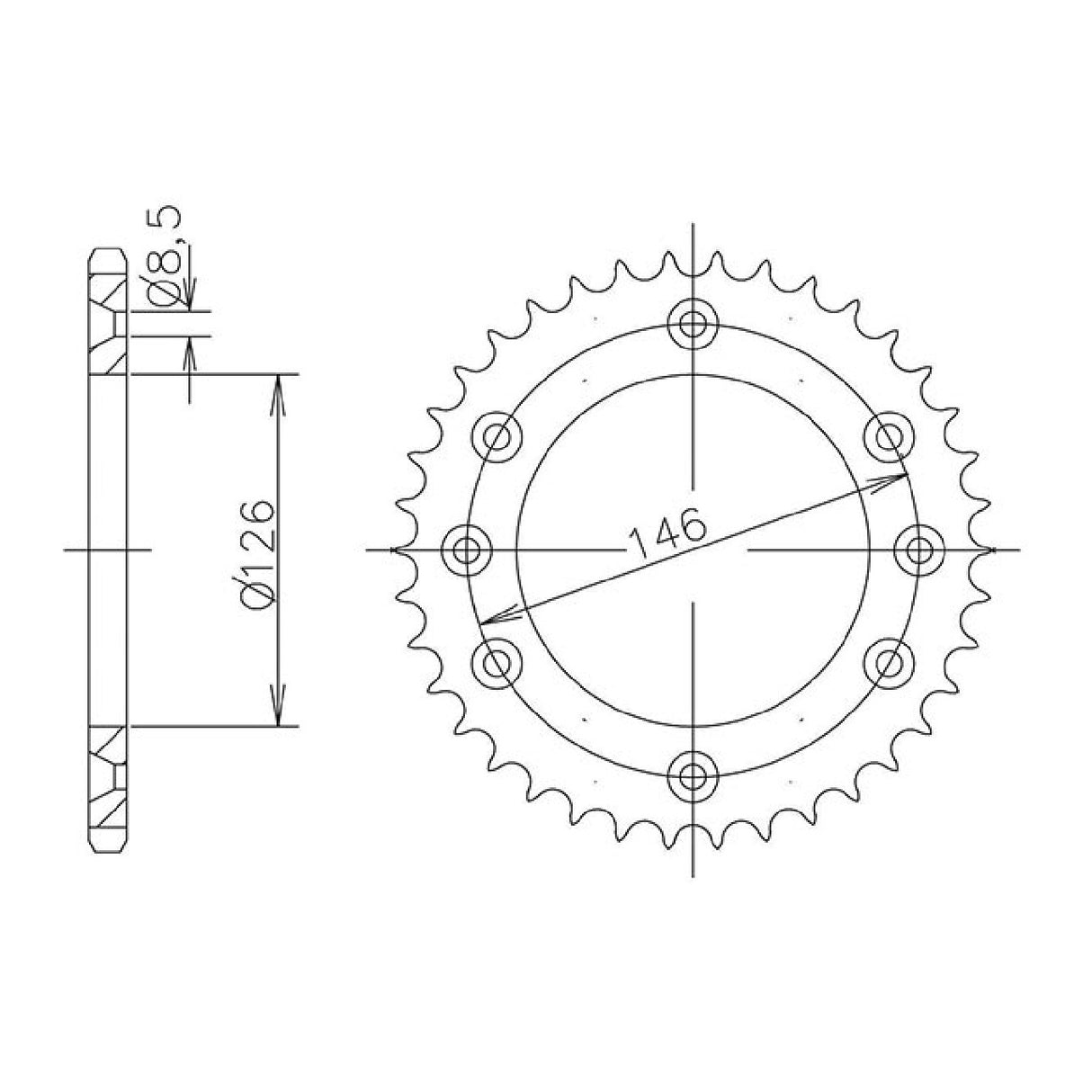 Corona in acciaio 50 denti passo 428 SUZUKI DR SM 125 CC 08/10